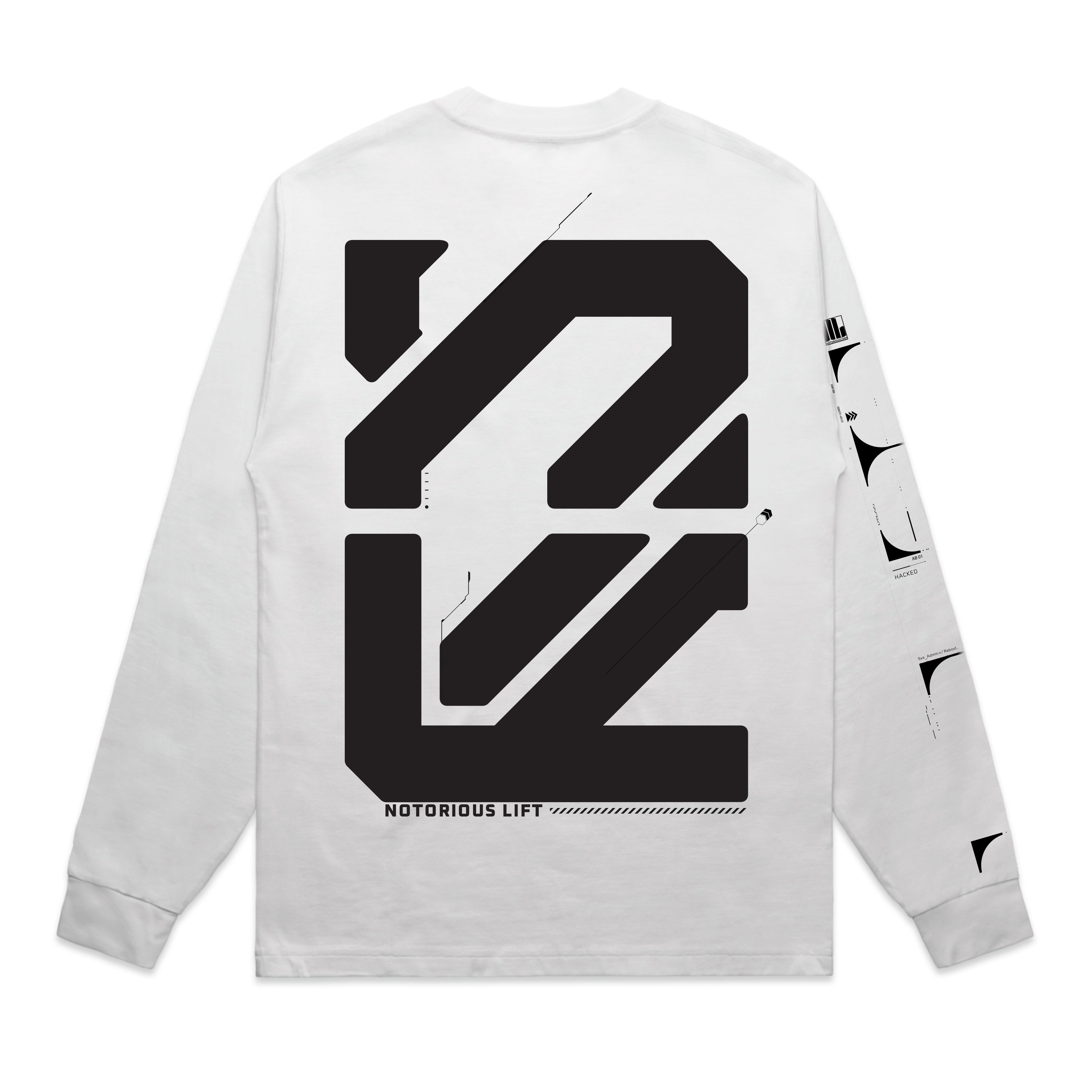 Corp Long Sleeve White - Notorious Lift Corp Long Sleeve White colorway rear view