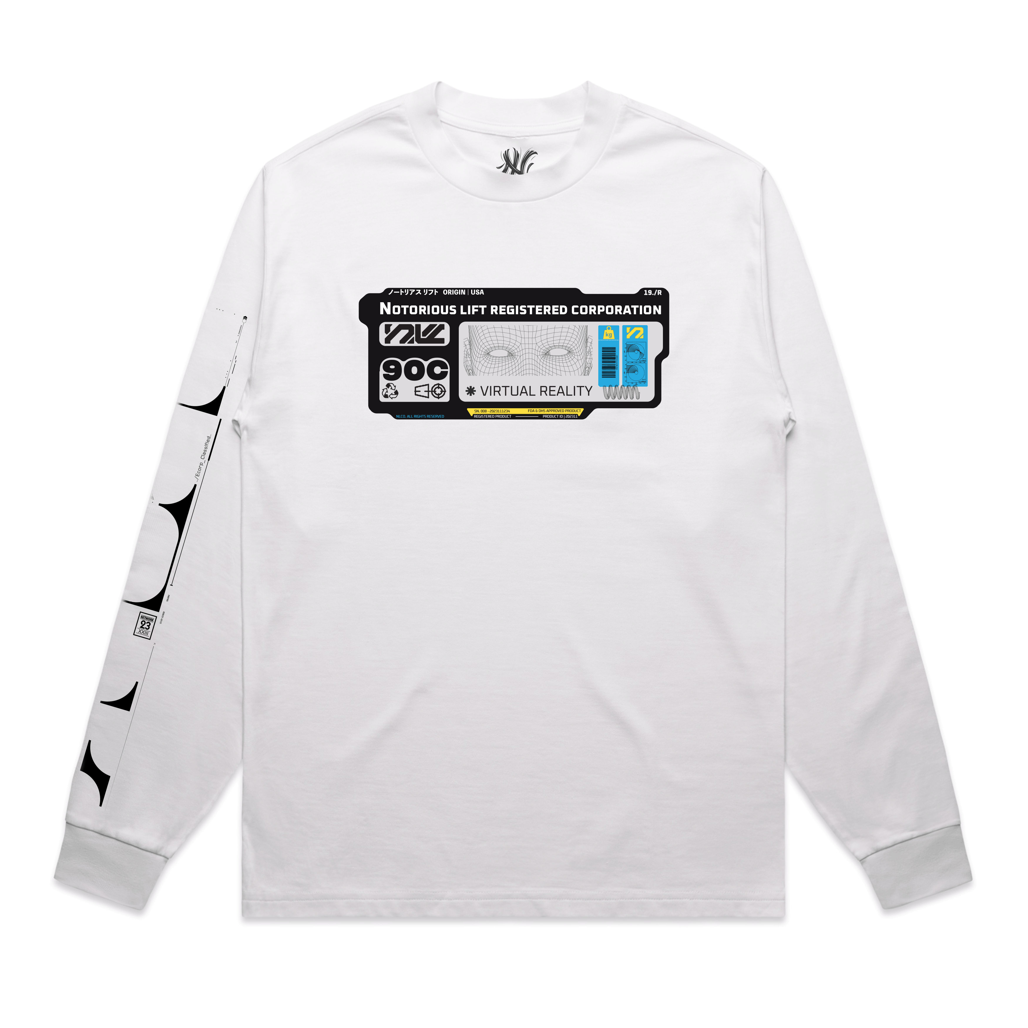 Corp Long Sleeve White - Notorious Lift Corp Long Sleeve White colorway front view