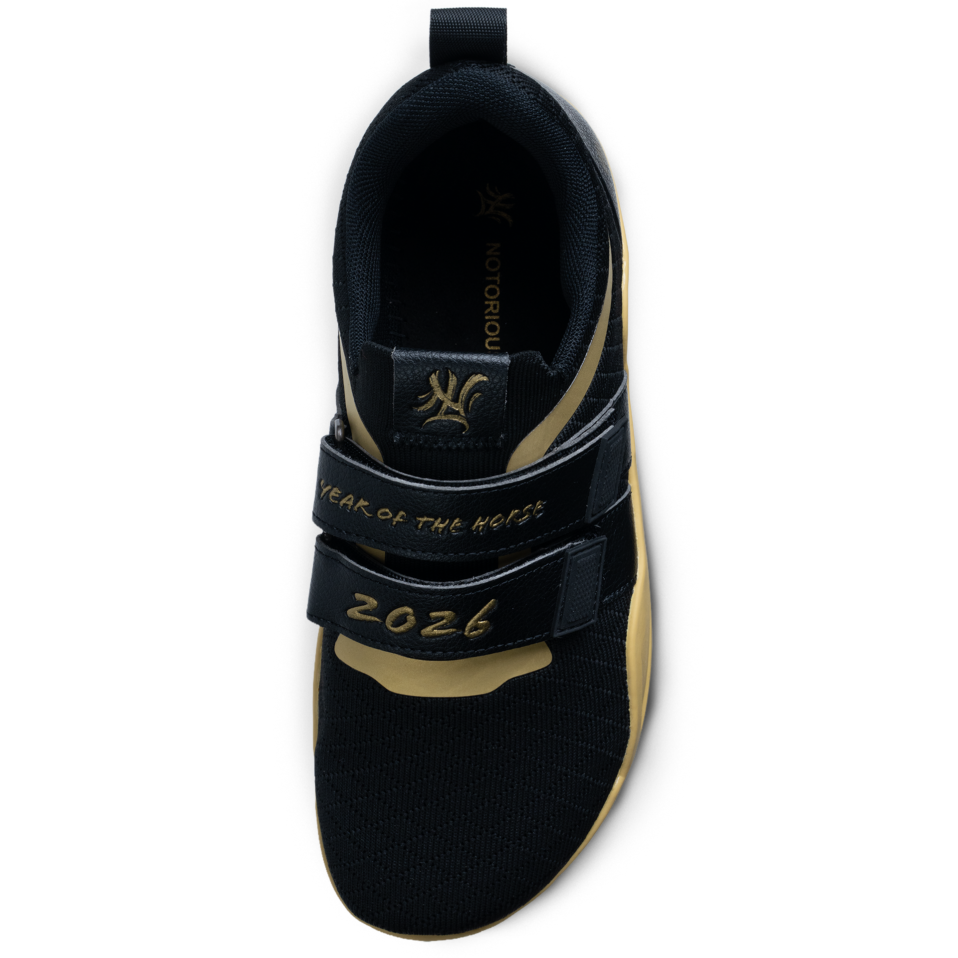 Sumo Sole Gen 4: Year of the Horse Black — Powerlifting Slipper (top view) | Notorious Lift